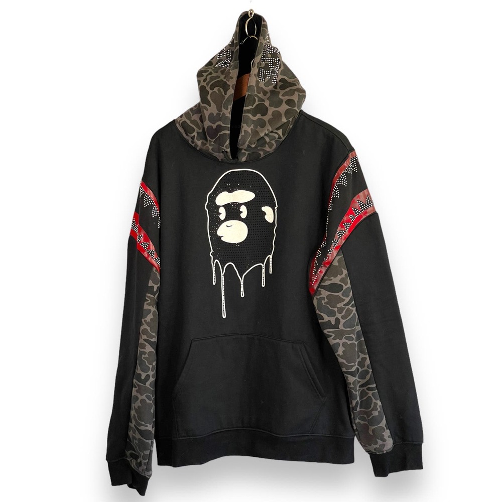 Hudson Outerwear Ape Kill Ape Camo Rhinestone Embellished Black Hoodie Size 2X